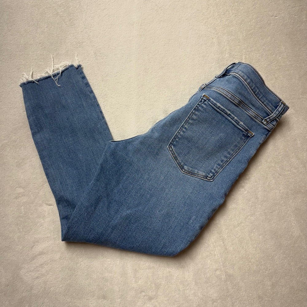 Abercrombie & Fitch Super Skinny High Rise Distressed Raw Hem Jeans Blue 30 10R